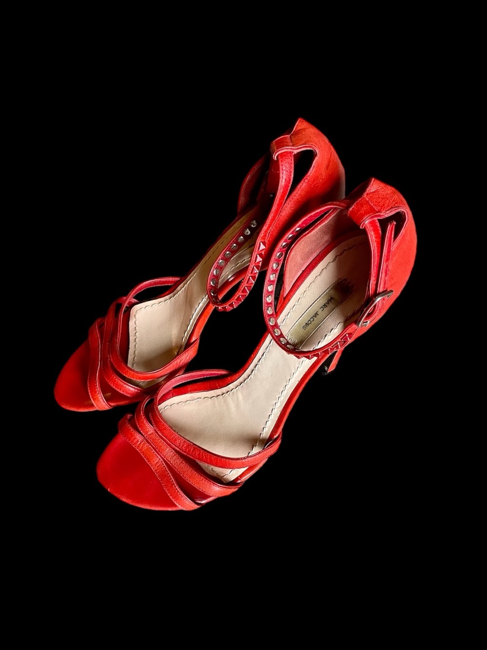 Marc Jacobs Red Studded Ankle-Strap Heels